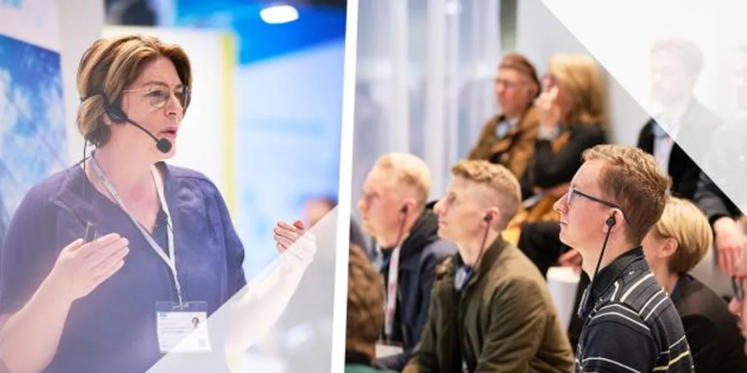 Glasscenen - Deltagare lyssnar på föreläsare vid Glasscenen, med fokus på byggmaterial och innovation inom glasindustrin.